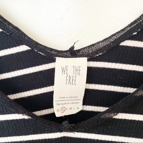 Free People Tangerine Stripe Tee black white sz XS - Picture 4 of 9
